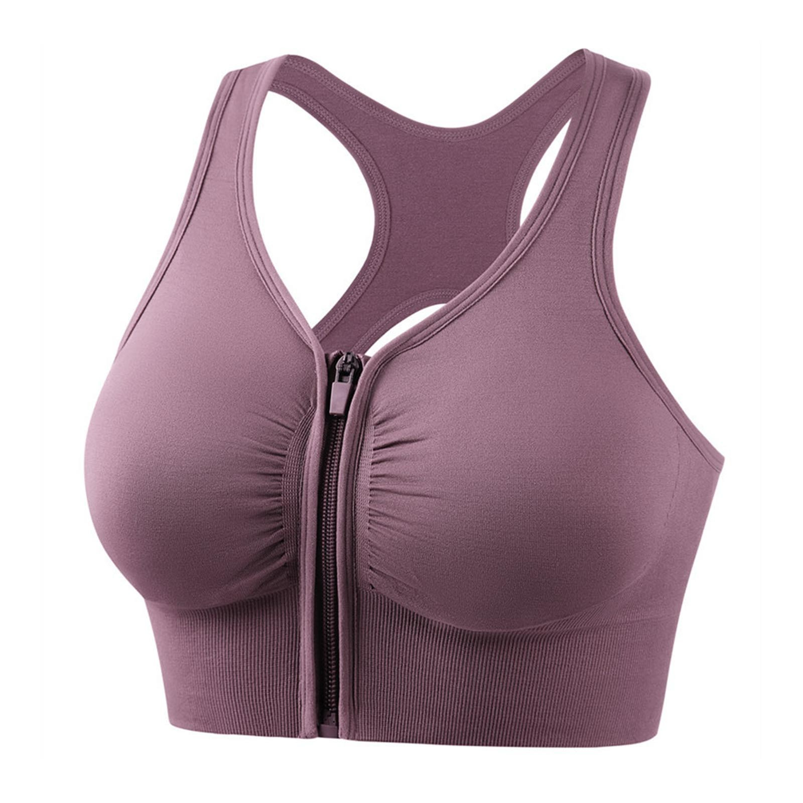 Lenpel Women's Zip Front Sports Bras Wireless High Impact Support Racerback Workout Bralettes Gym Yoga Bras